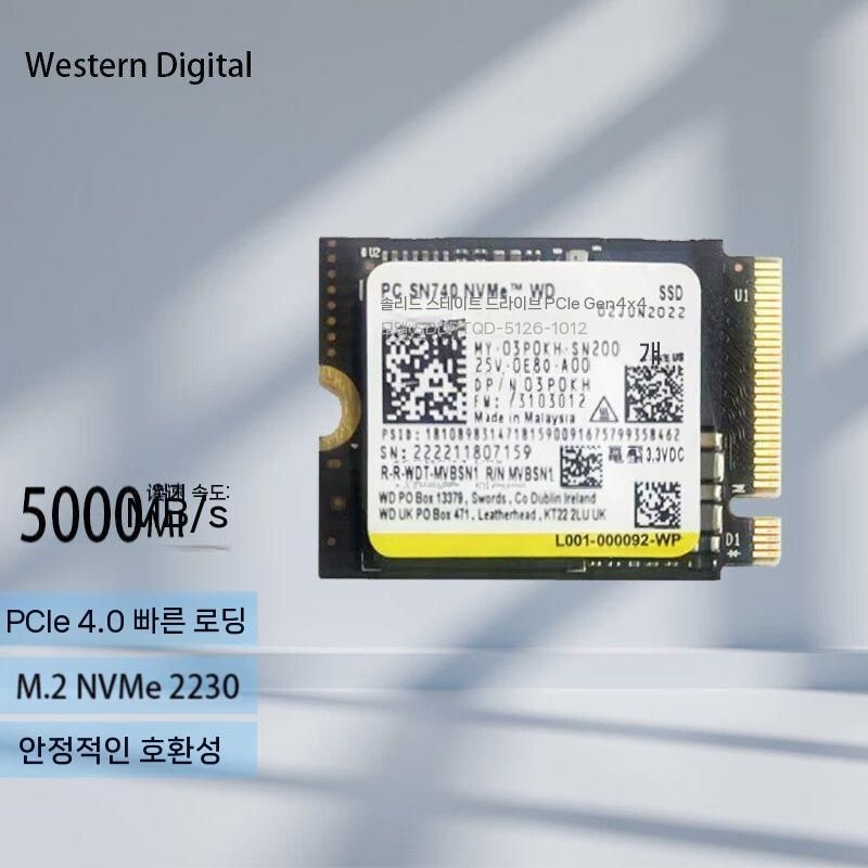 [해외] 웨스턴 디지털 2230 SN740 512G 256G M.2 NVME SSD 노트북 저장장치