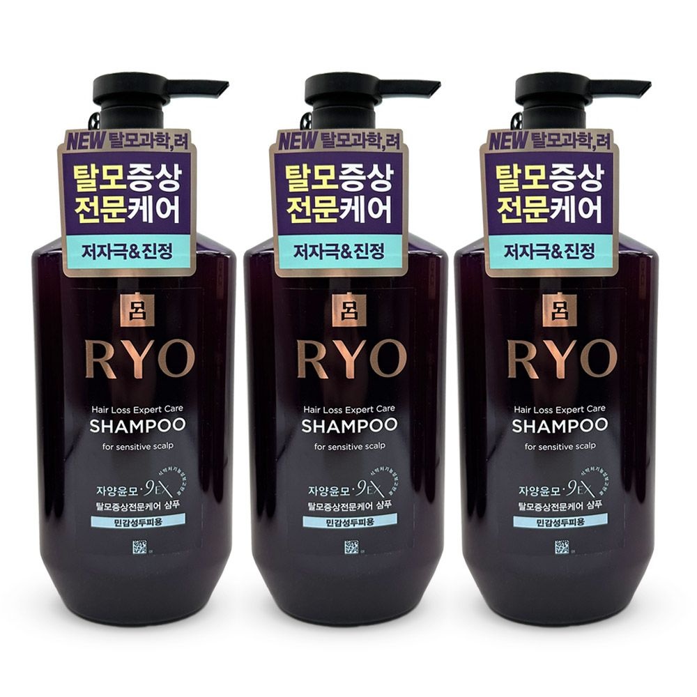 려 자양윤모 9EX 탈모증상완화 샴푸 민감두피용 400ml 3개