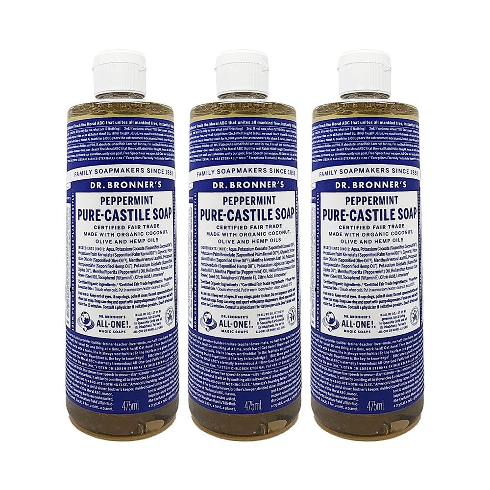 닥터브로너스 페퍼민트 퓨어 캐스틸 솝 민트향(지성) 475ml 올인원 바디워시 3개 So