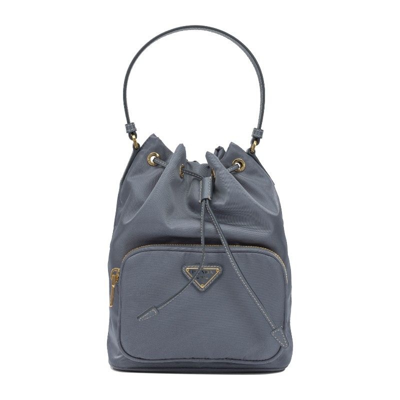 PRADA 프라다 메탈 로고 플라크 드로우스트링 미니 토트백 1BH038 RV44F0D57 V OO