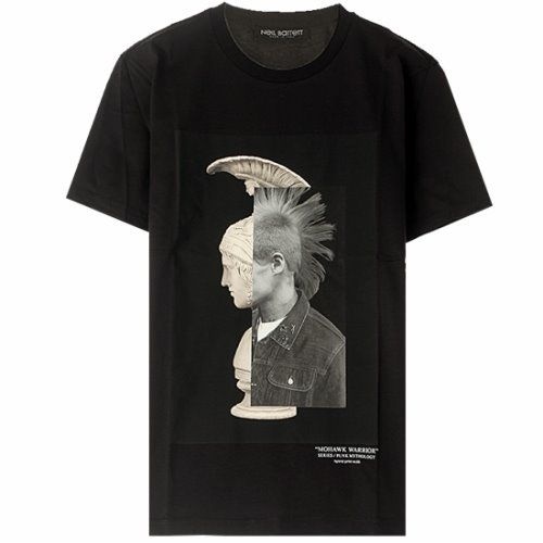 NEIL BARRETT [닐바렛] 20FW PBJT793B P508S 1357 모호크 워리어 슬림핏 반팔티셔츠 블랙 남성 티셔츠 / TR