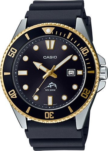 [해외] Casio 카시오 MDV106G-1A 남성용 아날로그 시계 블랙 레진 밴드 날짜 표시 200m 방수 702478