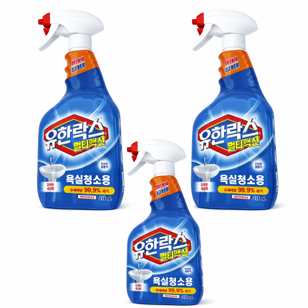 유한락스 욕실세제 멀티액션 욕실청소용 세정제 510ml, 3개