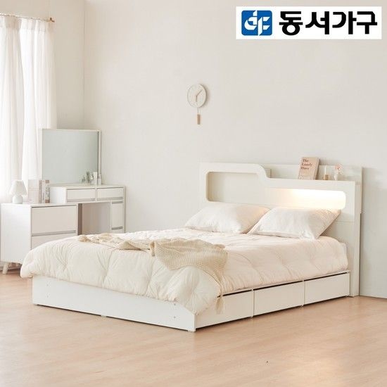 소프 인싸 LED 3서랍 Q침대 프레임 DF923805