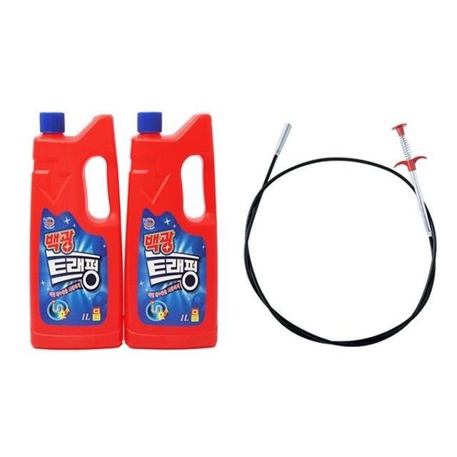 큐 파워 트래펑 1L 1+1+가제트팔 배수구뚫어뻥 90cm 세트