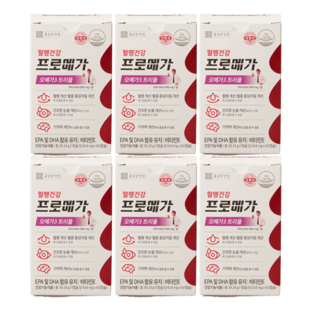 종근당 프로메가 오메가3？ 트리플 혈행 건강 60캡슐 x 6개