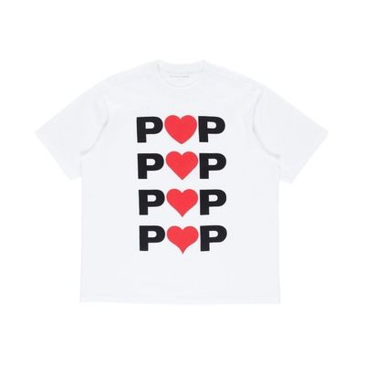 ポップトレーディングカンパニー半袖Tシャツ Pop Hearts White