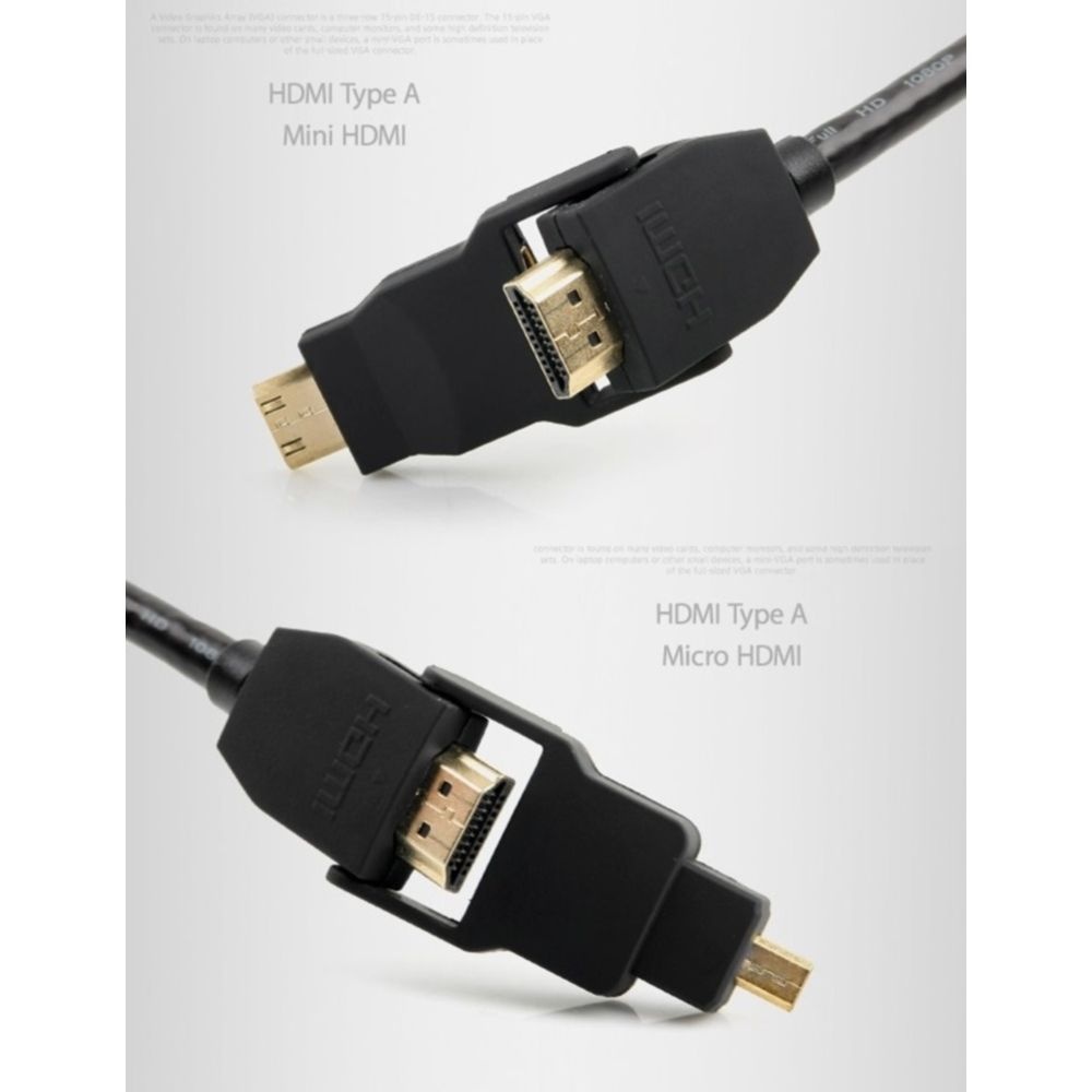 최신 Mini/Micro 탈착형 HDMI 케이블 (10m) 액정 연장 노트북 단자 선 호환