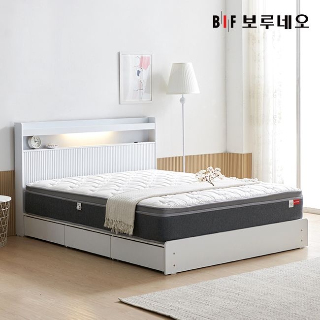 보루네오 앳홈 스팅 템바보드 LED 서랍형 침대 SS-본넬매트리스