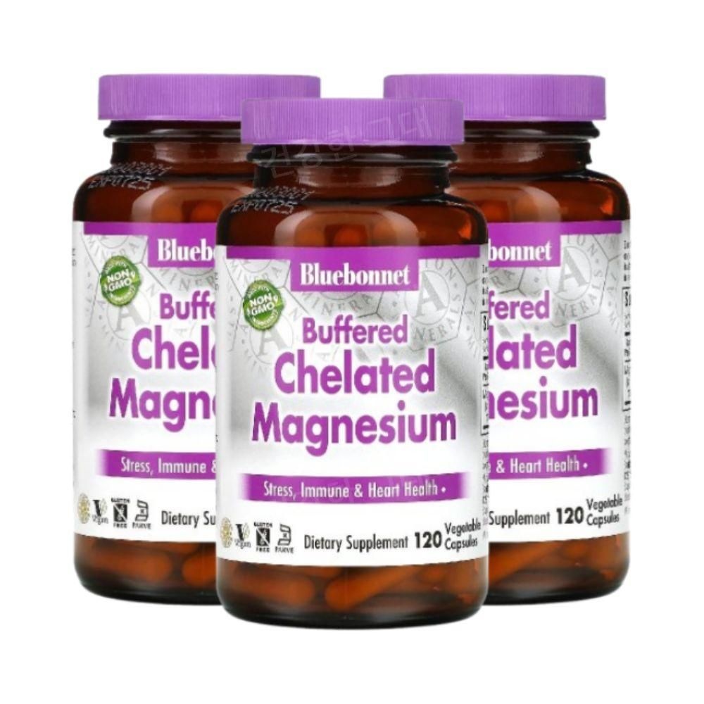 Bluebonnet Magnesium 버퍼드 킬레이트 마그네슘 120캡슐 3개