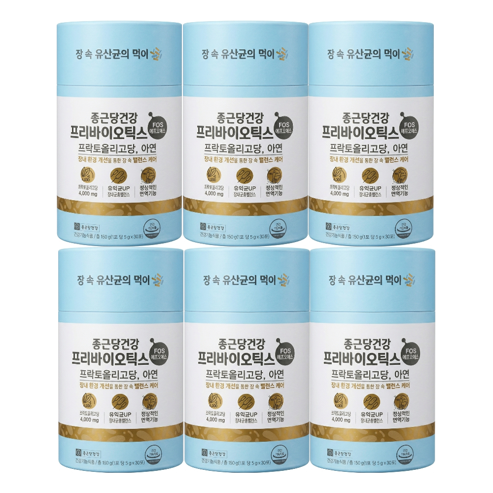 종근당건강 프리바이오틱스 FOS 에프오에스 5g 30포 6세트