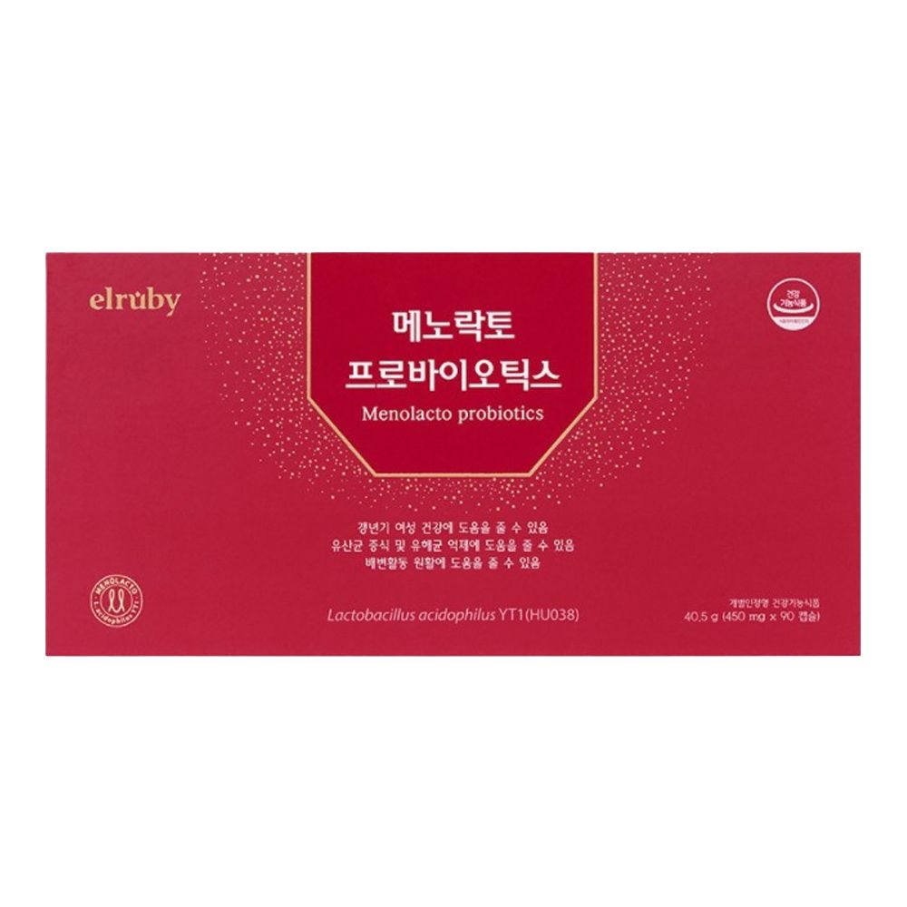 휴온스 엘루비 메노락토 프로바이오틱스 박미선 갱년기 유산균 YT1 450mg 90캡슐 1박스 3개월
