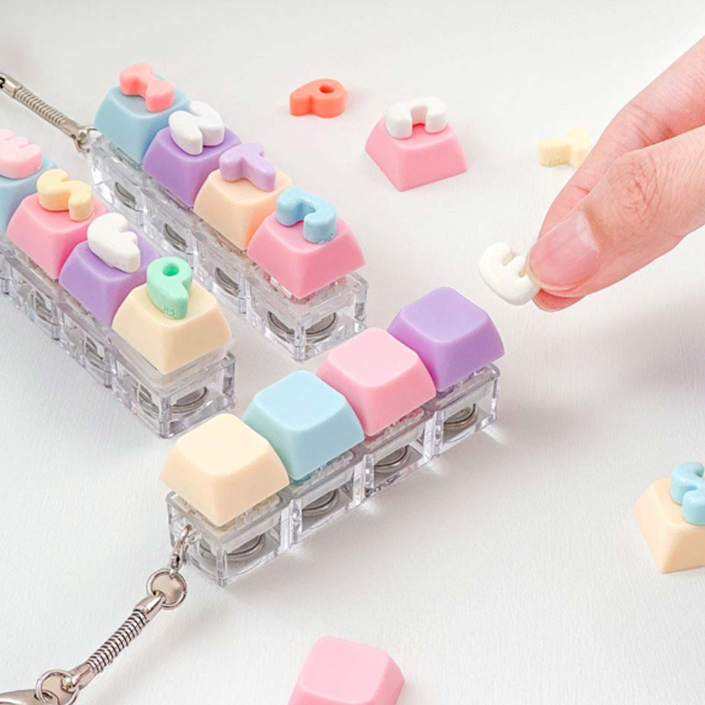 키캡 만들기 키링 패키지 2개 diy 나만의 mbti 키보드 클리커 led 불빛 열쇠고리 커스텀 미술 행사 keyring