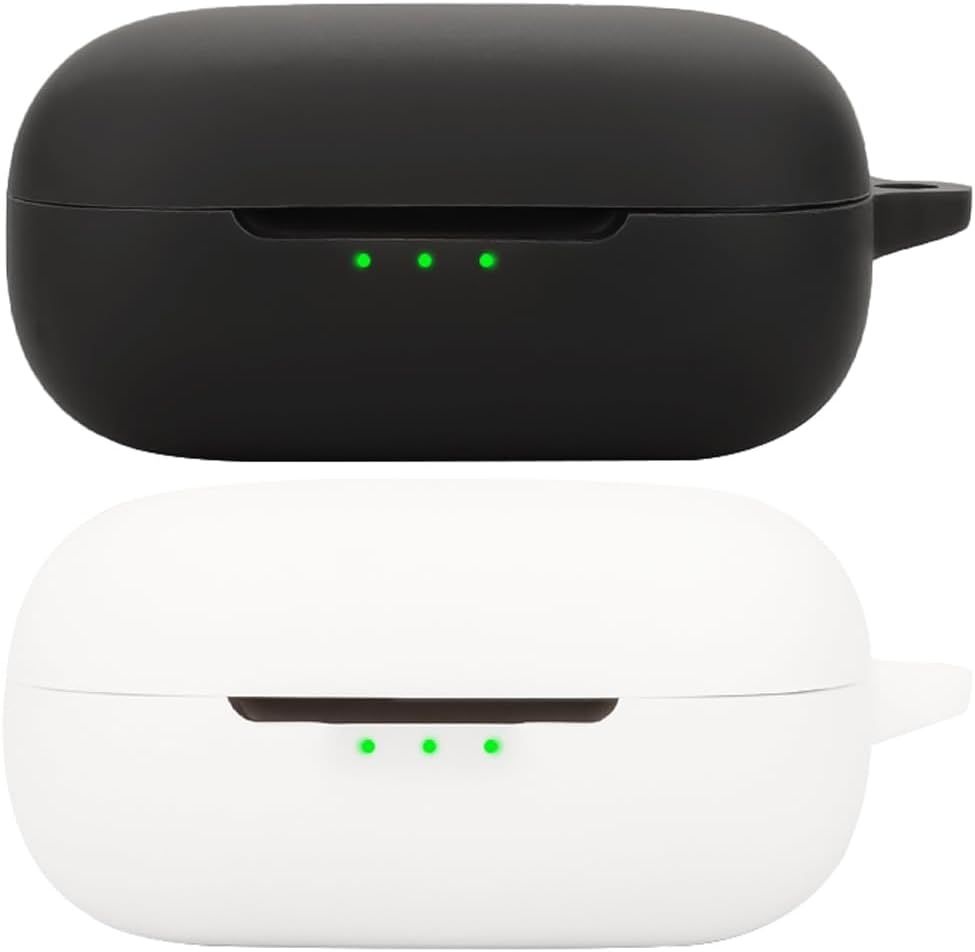 EarFun Air 4 폰 케이스에 호환되는 Accdeny [무선 충전 지원] [충격 방지 보호 케이스] 실리콘 케이스 (블랙화이트)