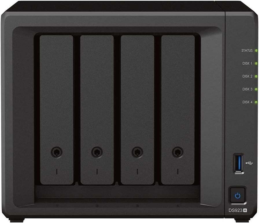 시놀로지 DS923+ 4베이 디스크스테이션 NAS (AMD RyzenTM 4 스레드 R600 듀얼 코어 4GB RAM 2xRJ45 GbE LAN 포트) 6TB 번들 (4X 4TB