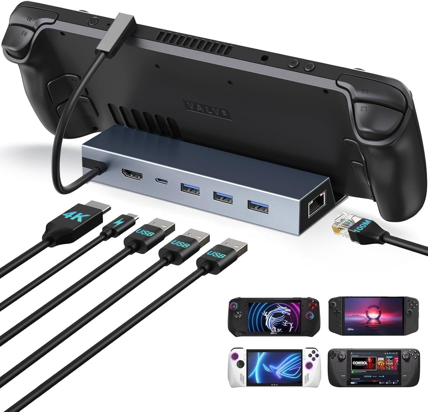 스팀 덱 도크 덱용 도킹 스테이션\\/ROG 앨리\\/레기온 고\\/MSI 클로\\/니트로 덱\\/스팀 OLED HD 4K UHD 00Mbps RJ45 이더넷