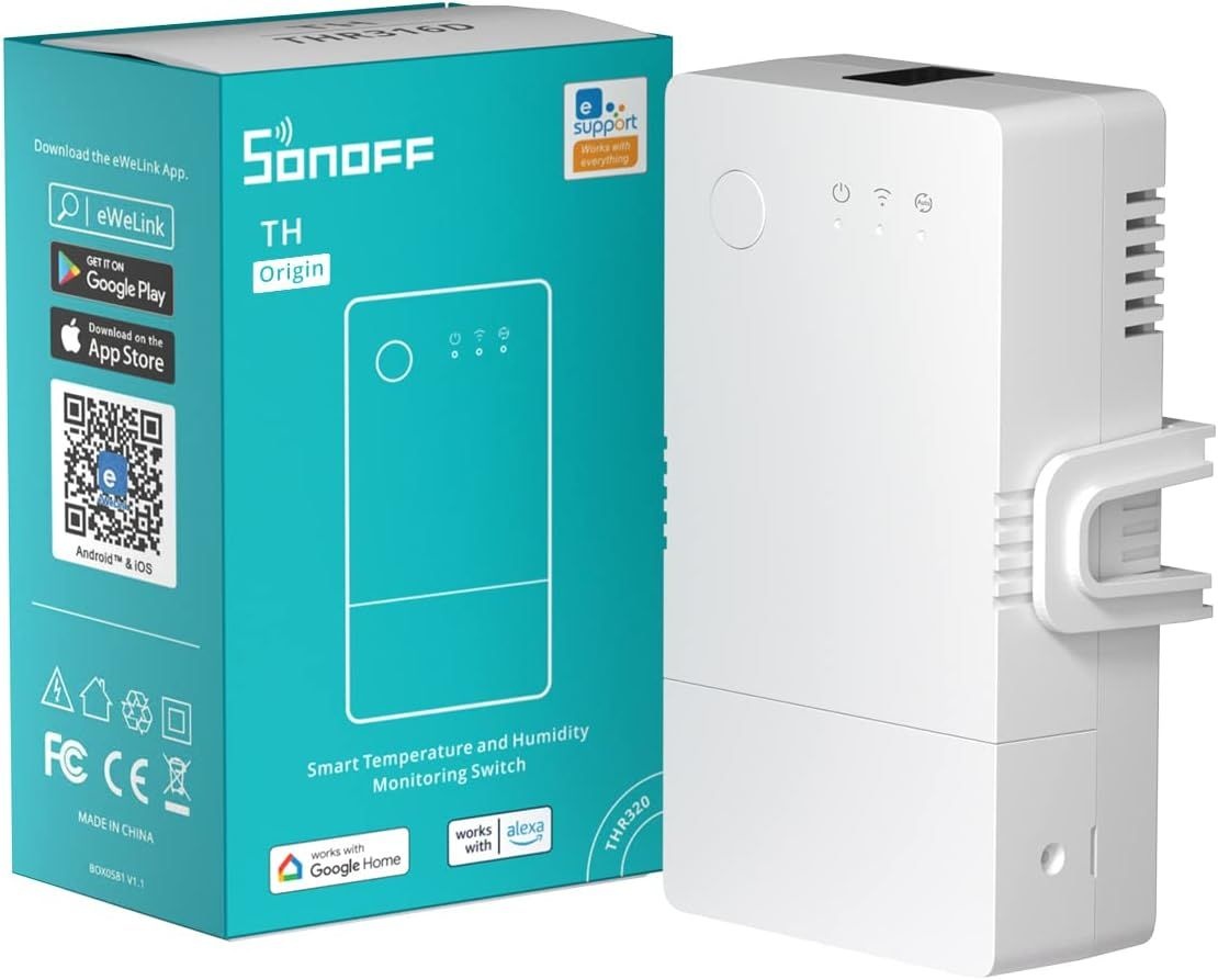 SONOFF THR320 오리진 스마트 온도 및 습도 모니터링 스위치 Alexa 과 호환 RJ9 4P4C 인터페이스