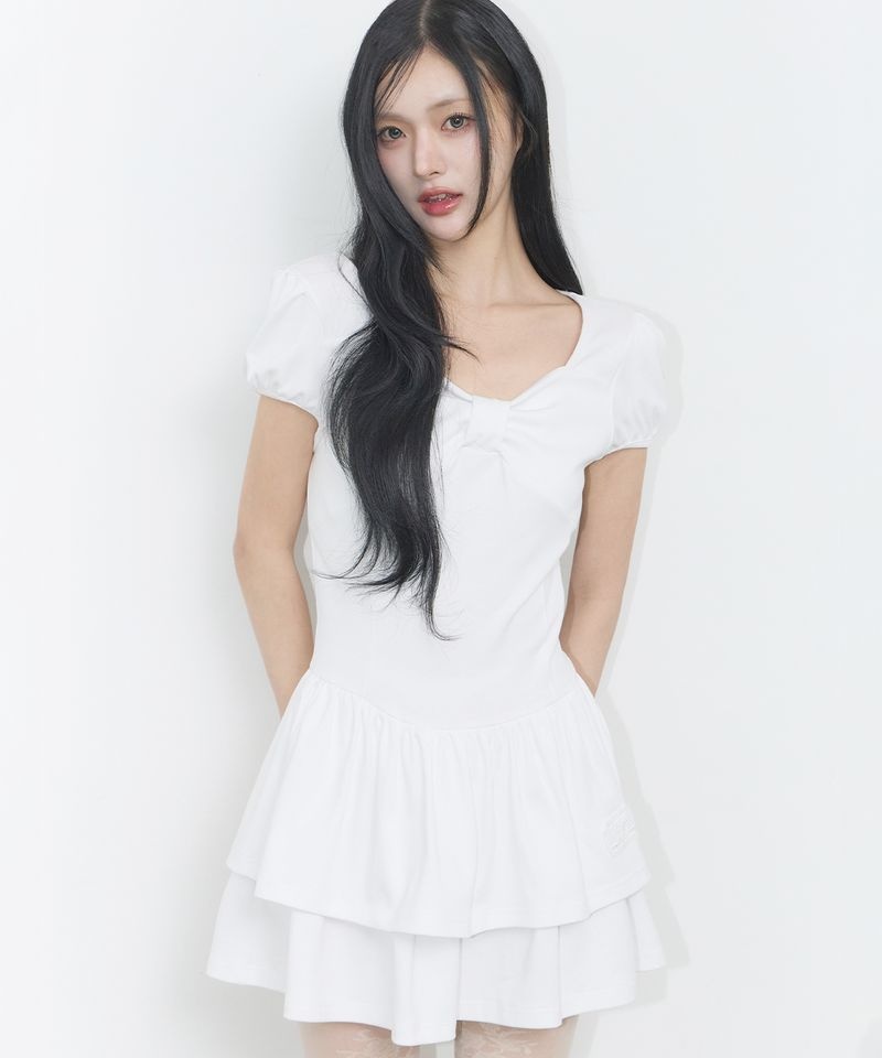 5월 8일 ILLIGO 보우 플레어 미니 원피스 화이트 1244697