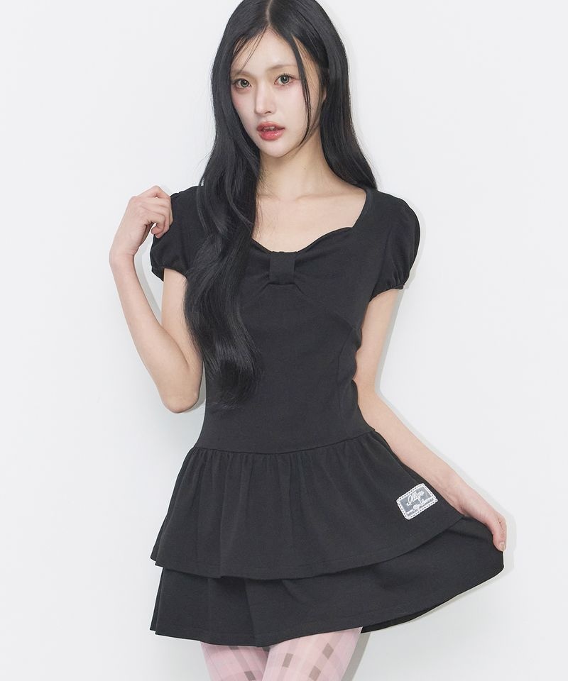 5월 8일 ILLIGO 보우 플레어 미니 원피스 블랙 1244704