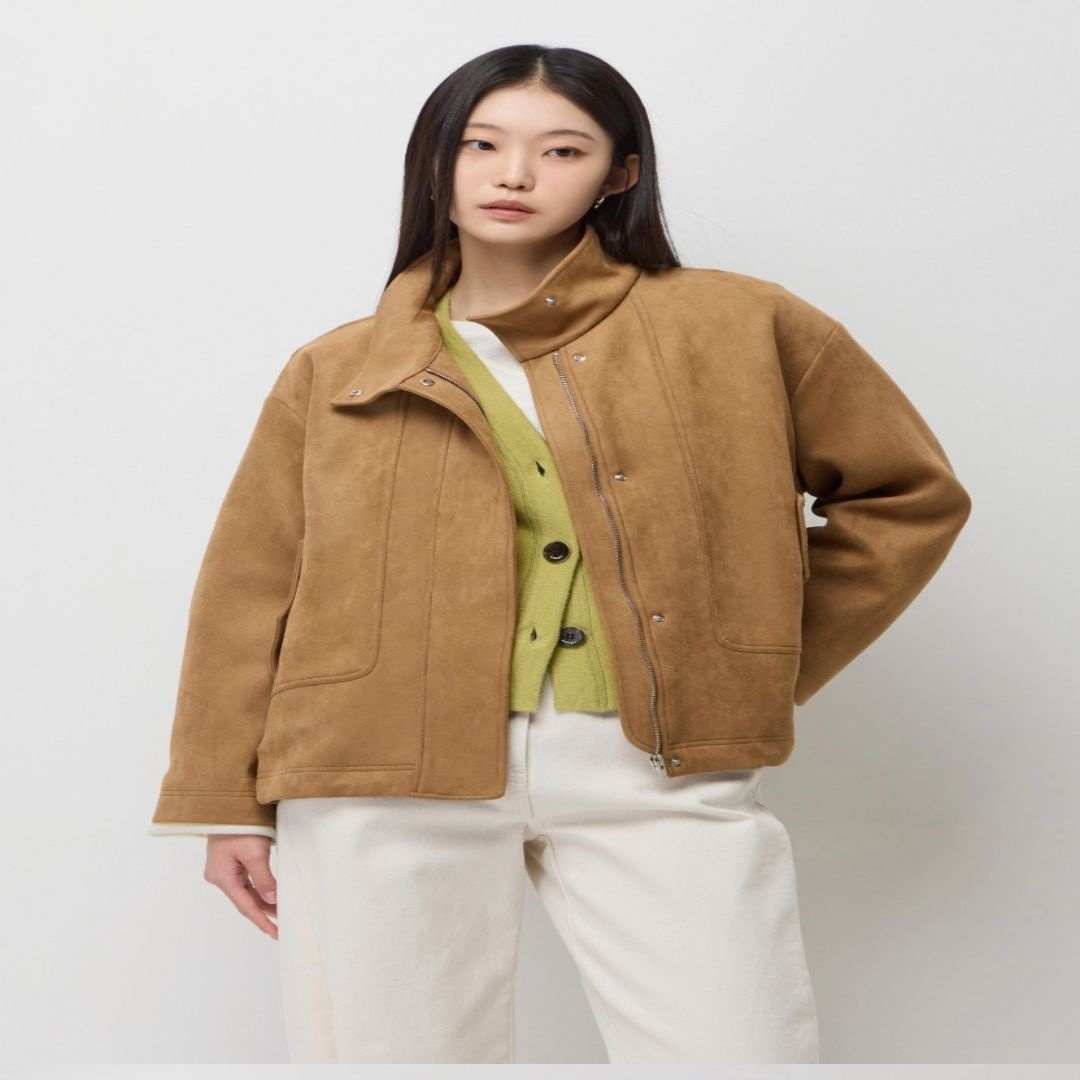 시슬리 [AK분당점] [시슬리]뉴드라마 스웨이드 오버핏 페이크 레더점퍼