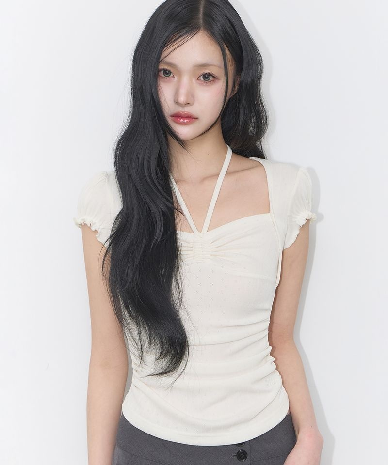 ILLIGO 5월 8일 ILLIGO 셔링 홀터 탑 아이보리 1244831