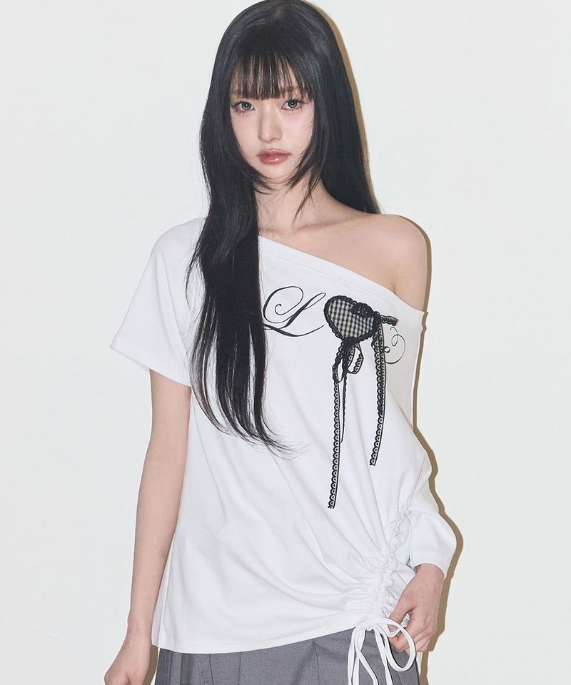 5월 8일 ILLIGO 러브 원숄더 오버핏 티셔츠 화이트 1244978