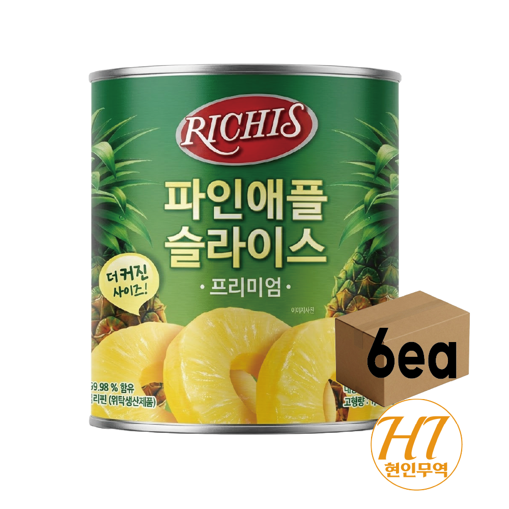 [오늘출발] 리치스 동서 리치스 파인애플슬라이스 통조림캔 프리미엄 3kg,6개/업소용 대용량