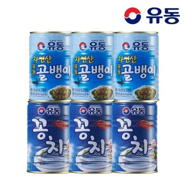 [유동] 자연산골뱅이 400g x3개 +꽁치 400g x3개