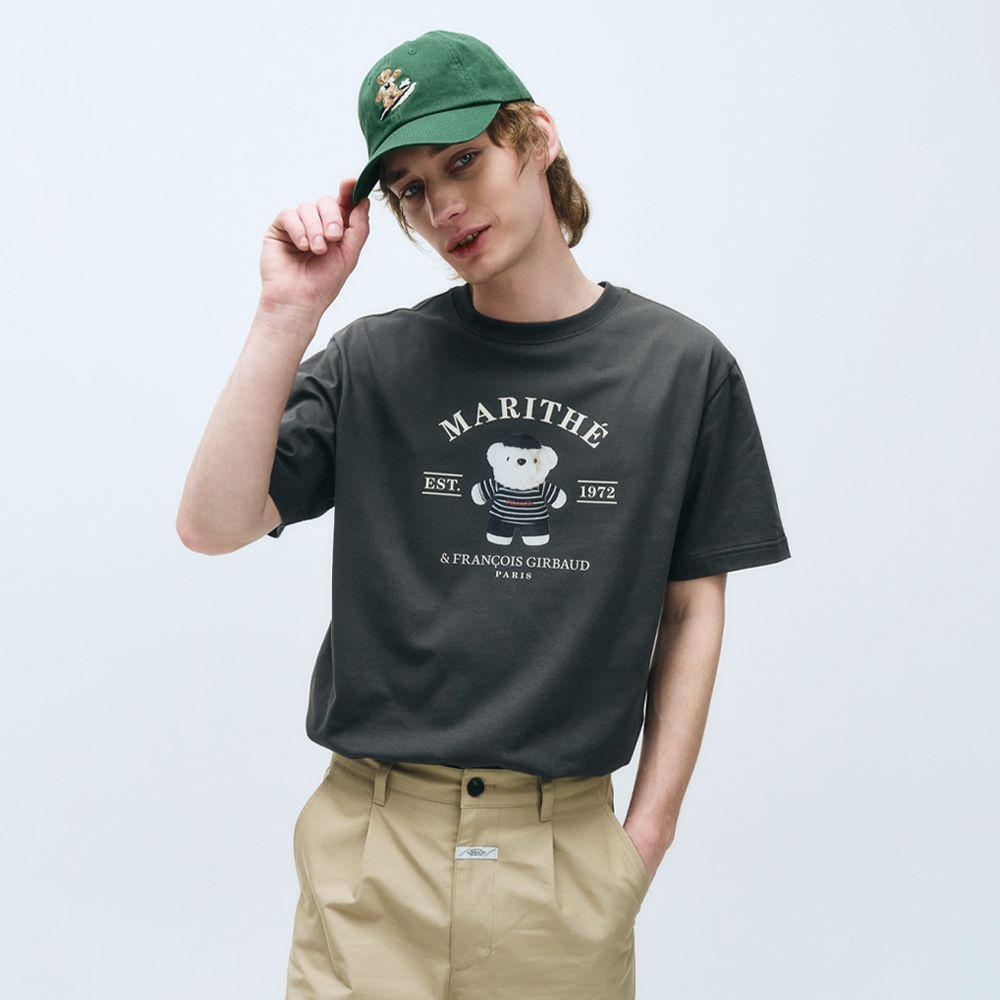 DOODLE BEAR IMAGE GRAPHIC TEE charcoal