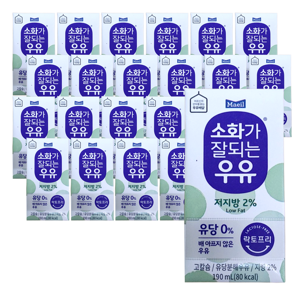 [오늘출발] 매일유업 소화가 잘되는 멸균우유 190ml 24팩 저지방 흰우유