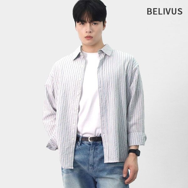 남자 요루 면혼방 긴팔 남방 VFIF001 (화이트)