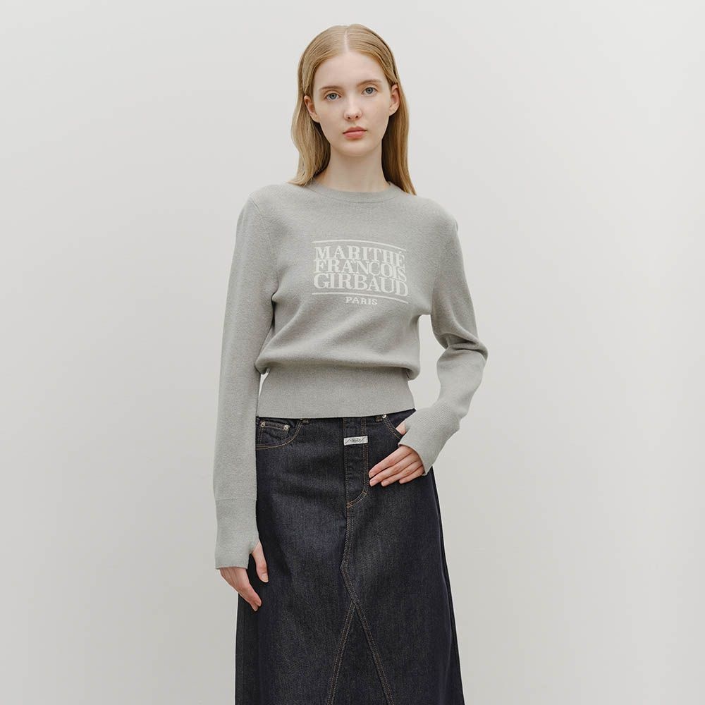 W CLASSIC LOGO CROP KNIT melange gray