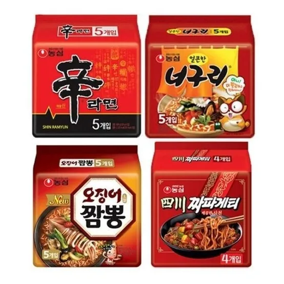 신라면 5봉+너구리 5봉+사천짜파게티 4봉+오징어짬뽕 5봉 총19개