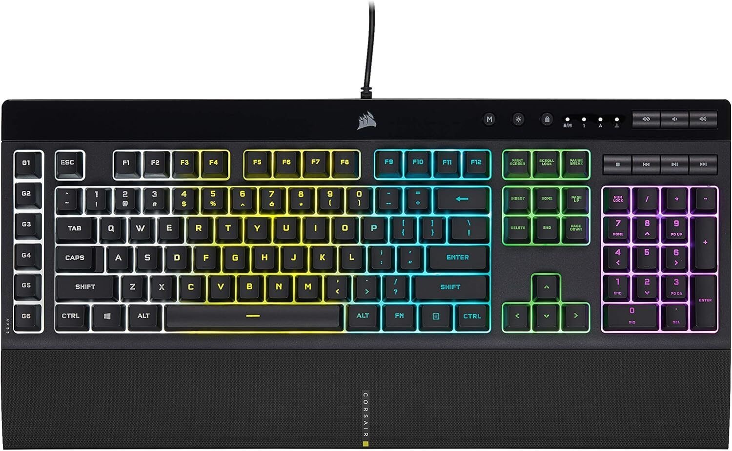 Corsair K55 RGB PRO 멤브레인 유선 게이밍 키보드 IP42 Dust/Spill-Resistant 6 Macro Keys Elgato 연동 i