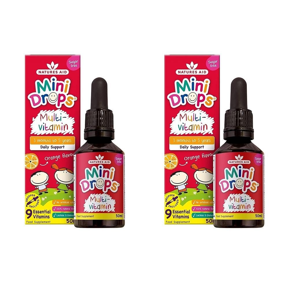 [해외] 네이쳐스 에이드 멀티비타민 미니드롭 50ml 2팩 Natures Aid Mini Drops Multi-vitamin for Infants