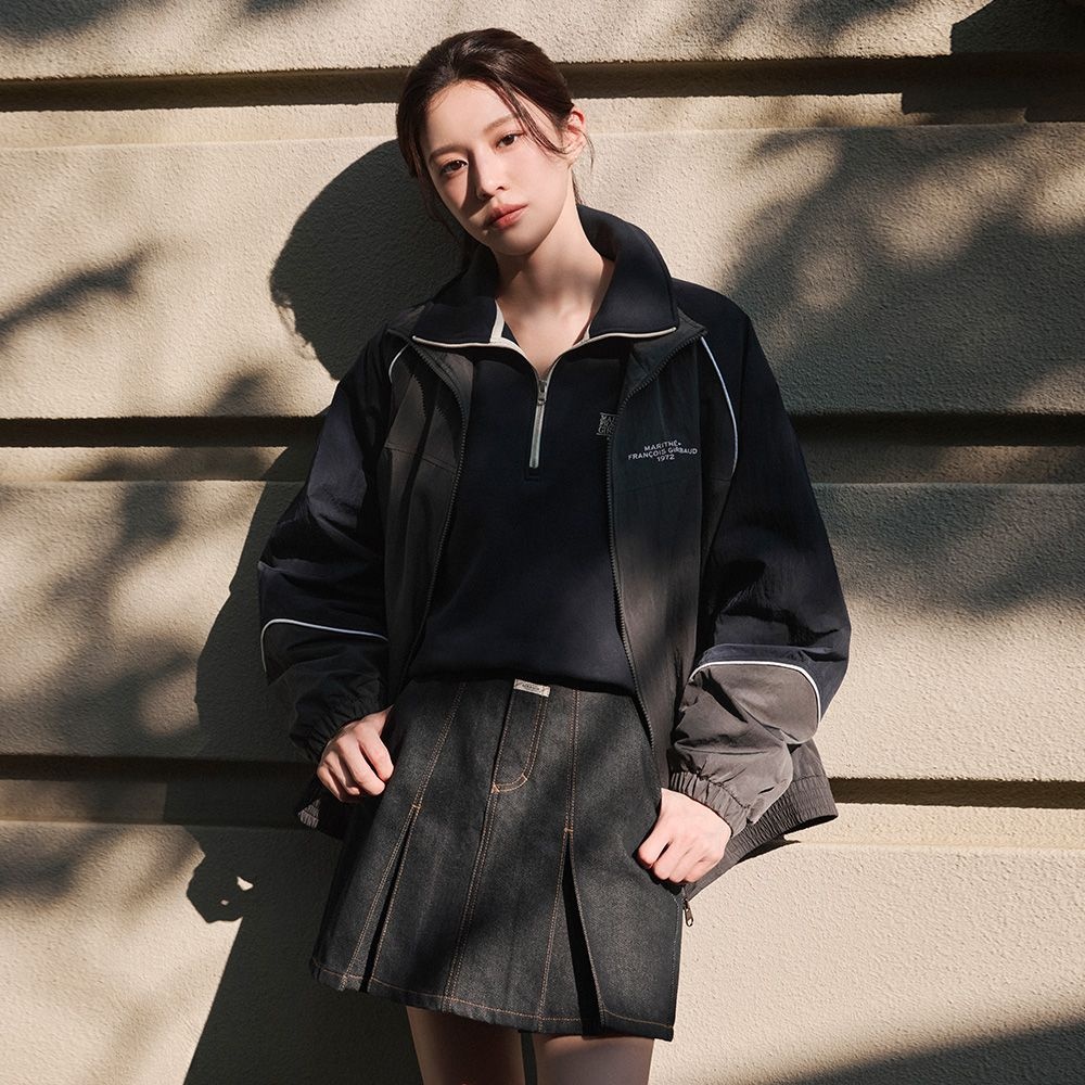 마리떼프랑소와저버 W DENIM PLEATED MINI SKIRT dark blue