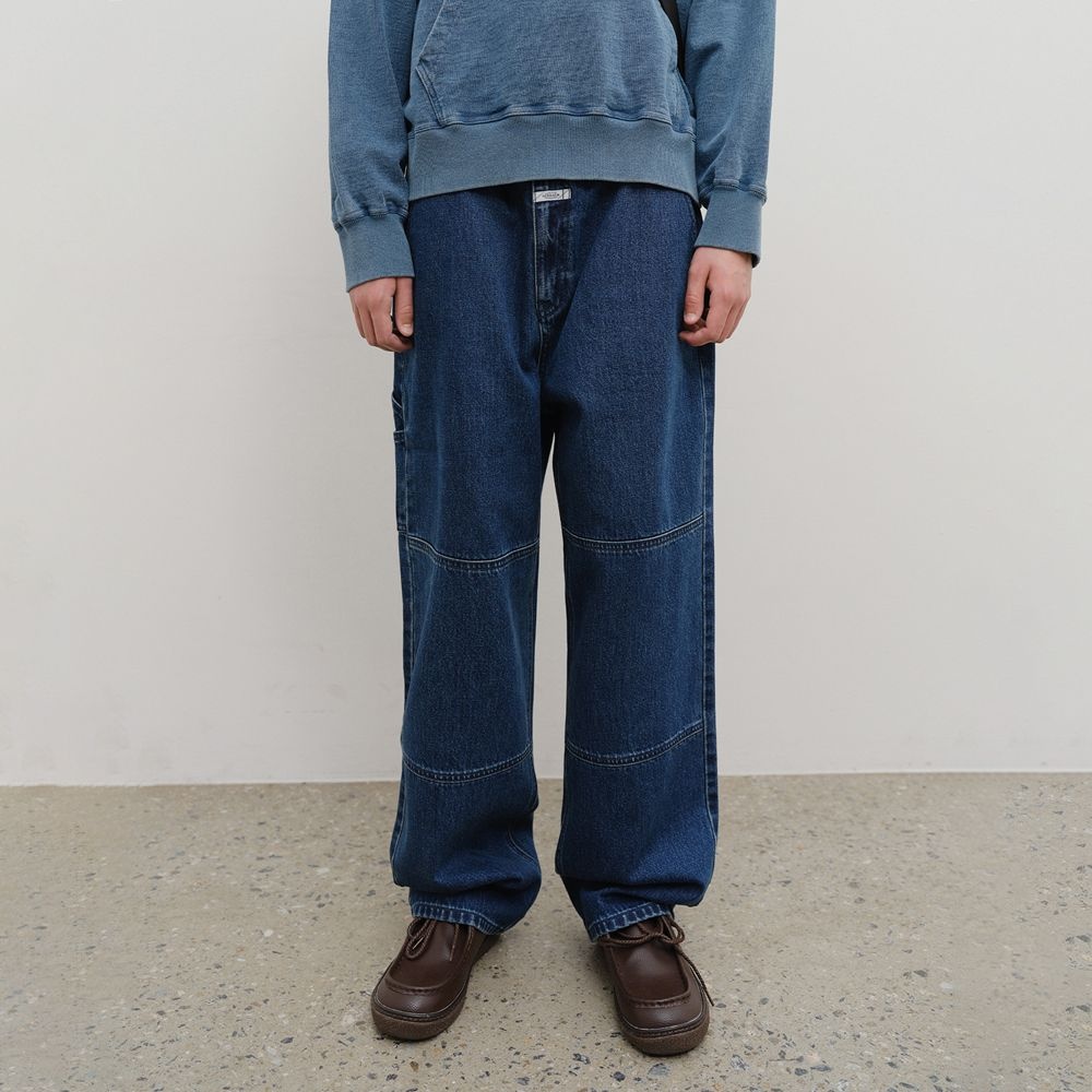 M DOUBLE KNEE CARPENTER DENIM PANTS dark blue