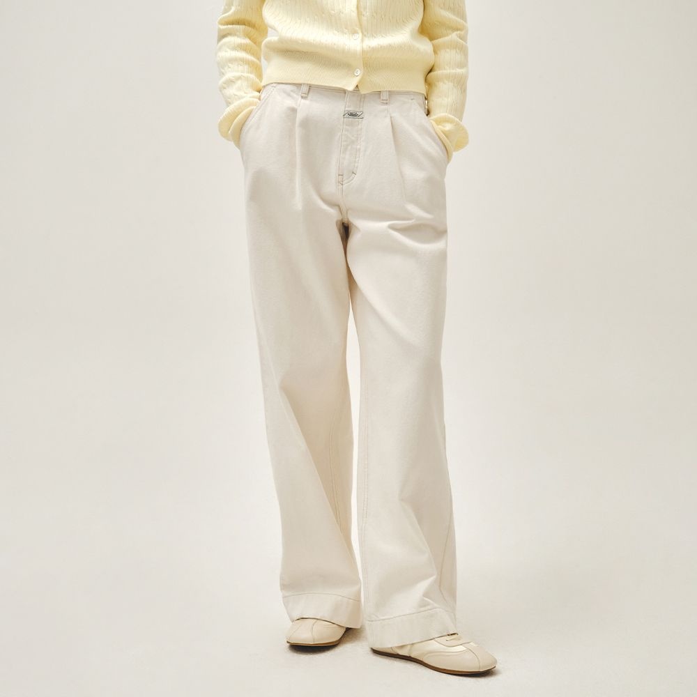 마리떼프랑소와저버 W LOW-WAIST TUCK WIDE DENIM PANTS ecru