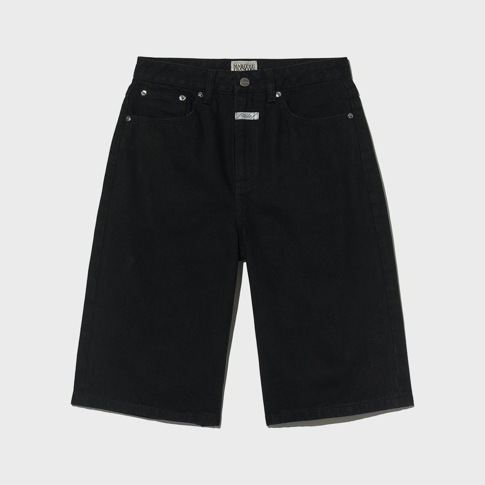W LONG BERMUDA DENIM PANTS black