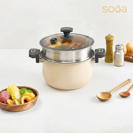 [SOOA] 수아 두가지 요리를 한번에 10L 대용량 IH 저압냄비 SN-G2026S