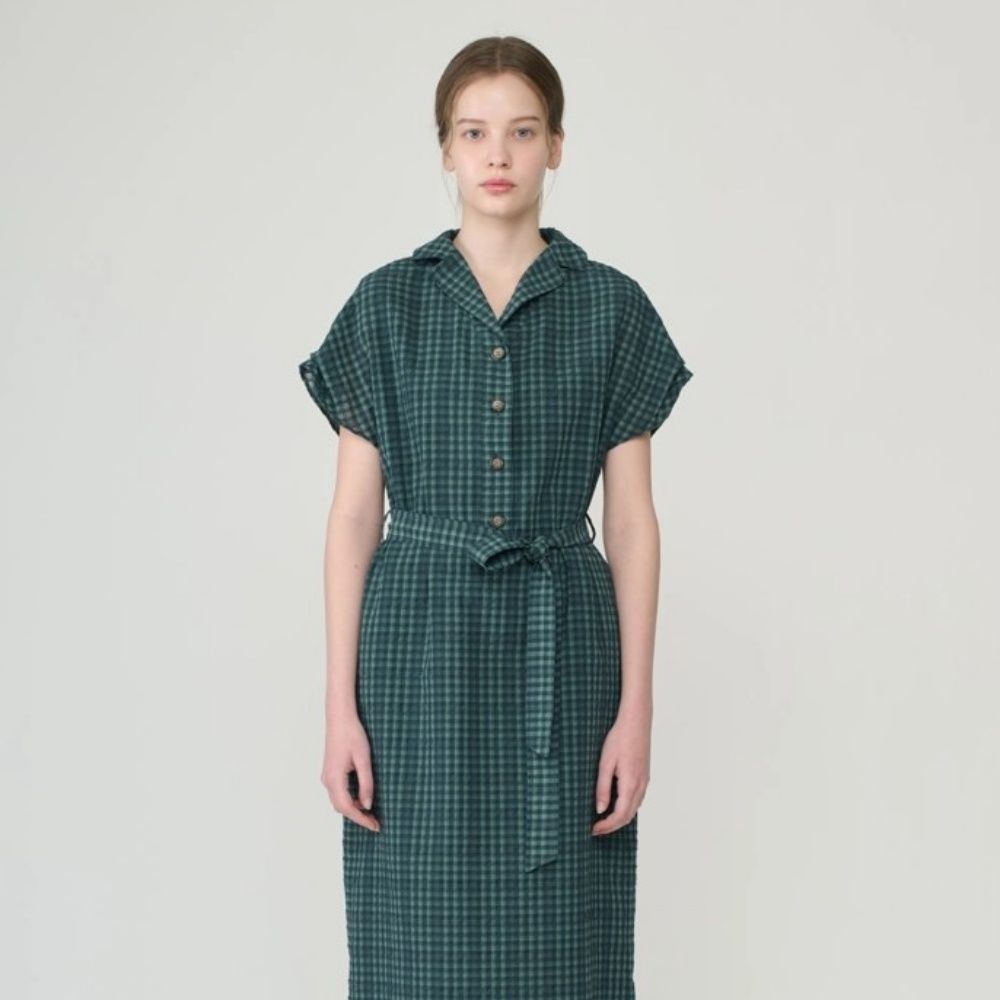 [롯데백화점] BCBG 더블카라 턱소매 체크 원피스 B6M5O693