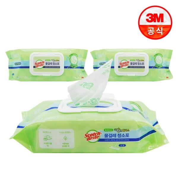 3M 3M [3M] 대형 베이직 더블액션 물걸레 청소포 90매