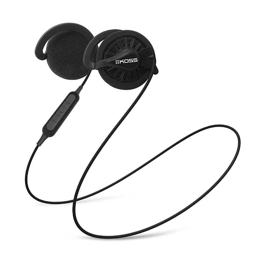 KOSS Koss KSC35 무선 블루투스 이어 클립 헤드폰, 인라인 마이크, 배터리 수명 6시간 이상, 블랙