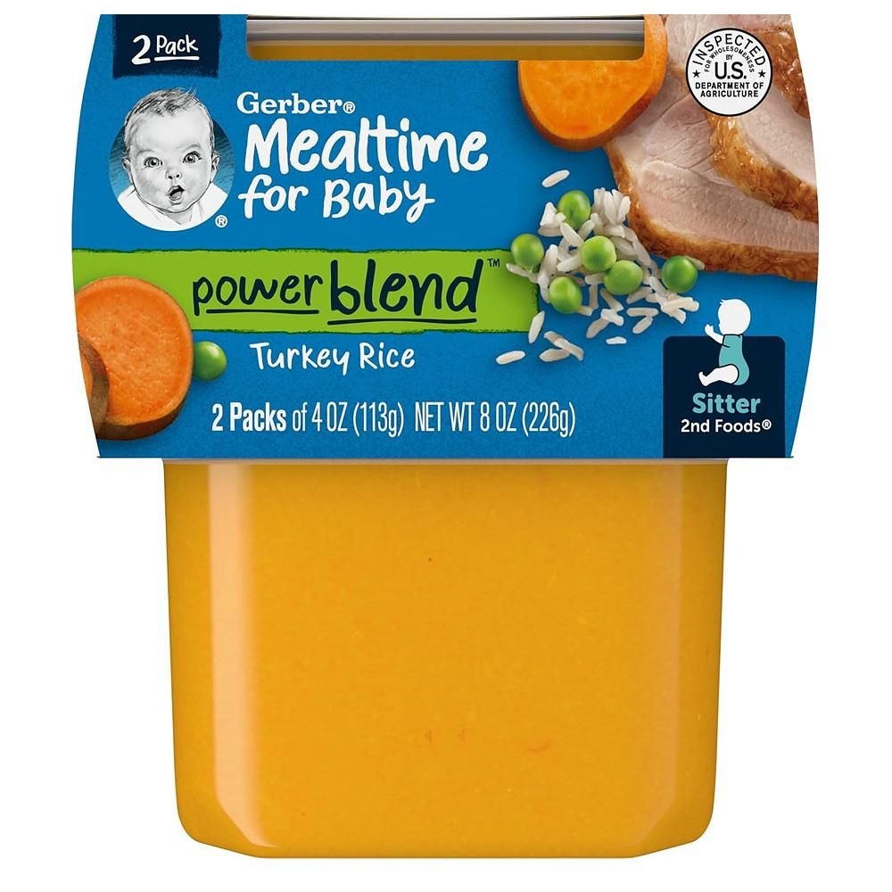 [해외] 거버 이유식 밀타임 파워블렌드 113g 2개입 4팩 터키 라이스 Gerber Baby Food 2nd Foods, Dinner, Turkey