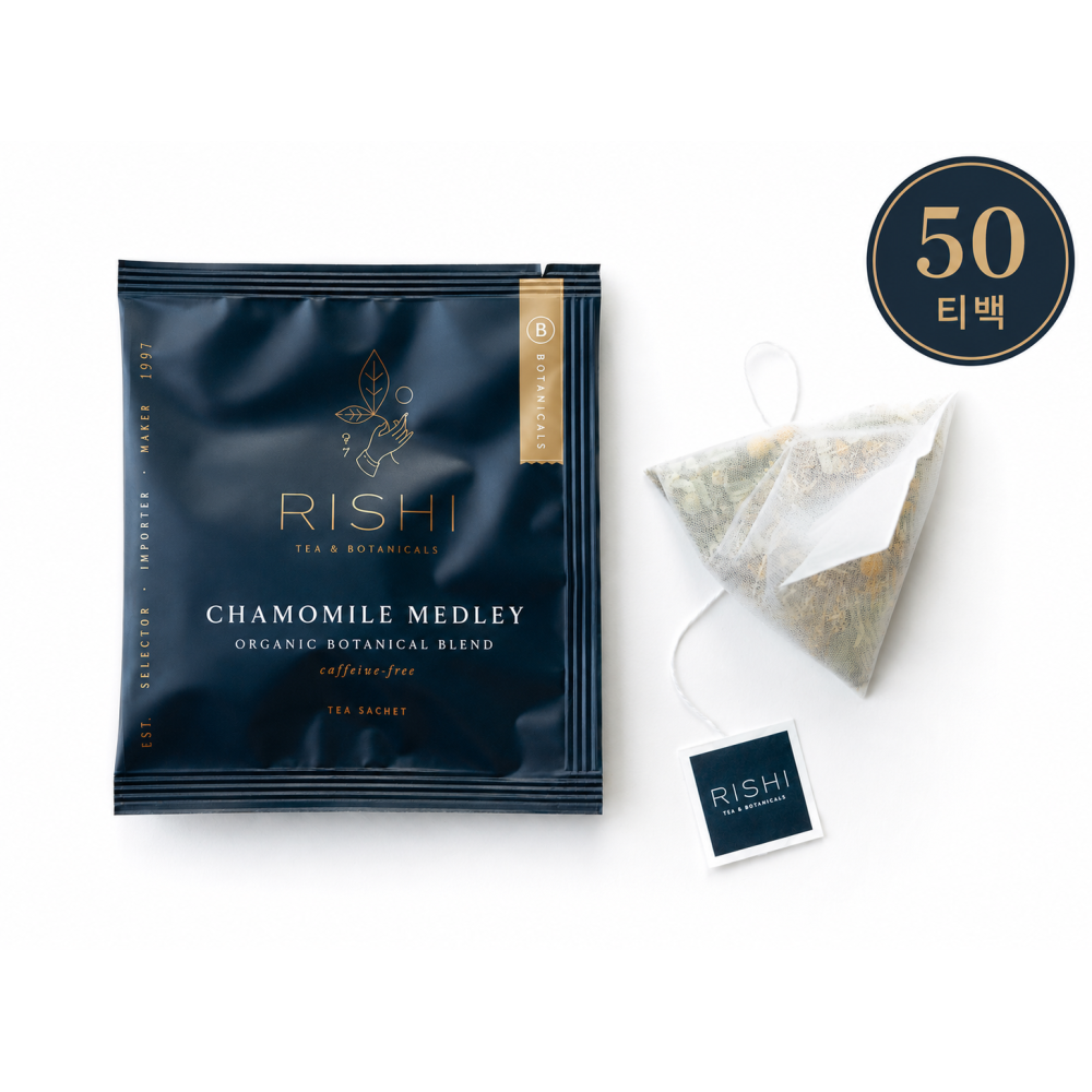 Rishi Tea 리쉬티 캐모마일 메들리 허브티 티백 50개 유기농