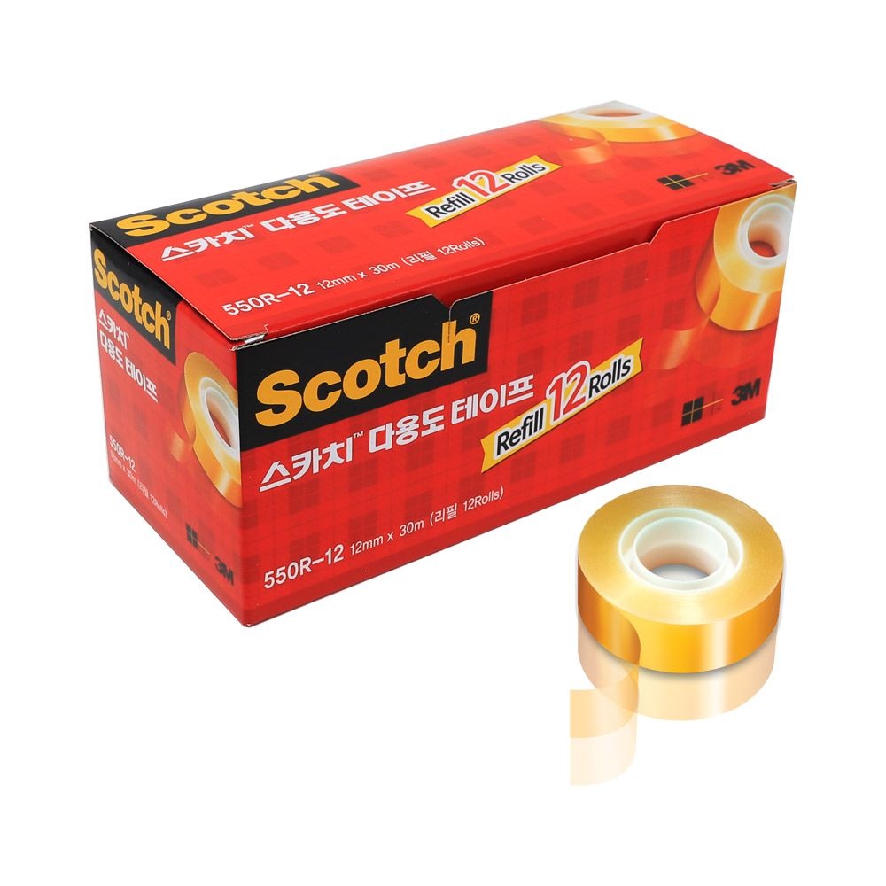 [오늘출발] 3M 스카치 다용도 투명 테이프리필550R 12mm/30m 12개입