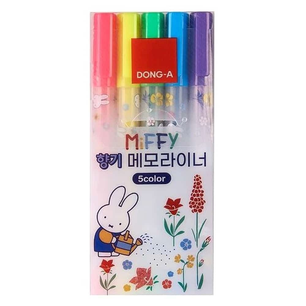 공부필기형광펜 문구류 미피 메모라이너 형광펜 5색 12개1세트 향기나는 미피펜