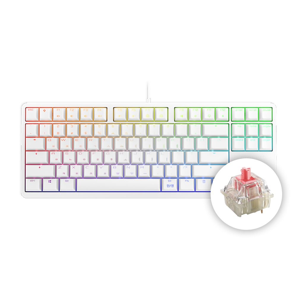 CHERRY 체리 G80-3000S TKL RGB 기계식 키보드 사무용 텐키리스 화이트, 저소음 적축