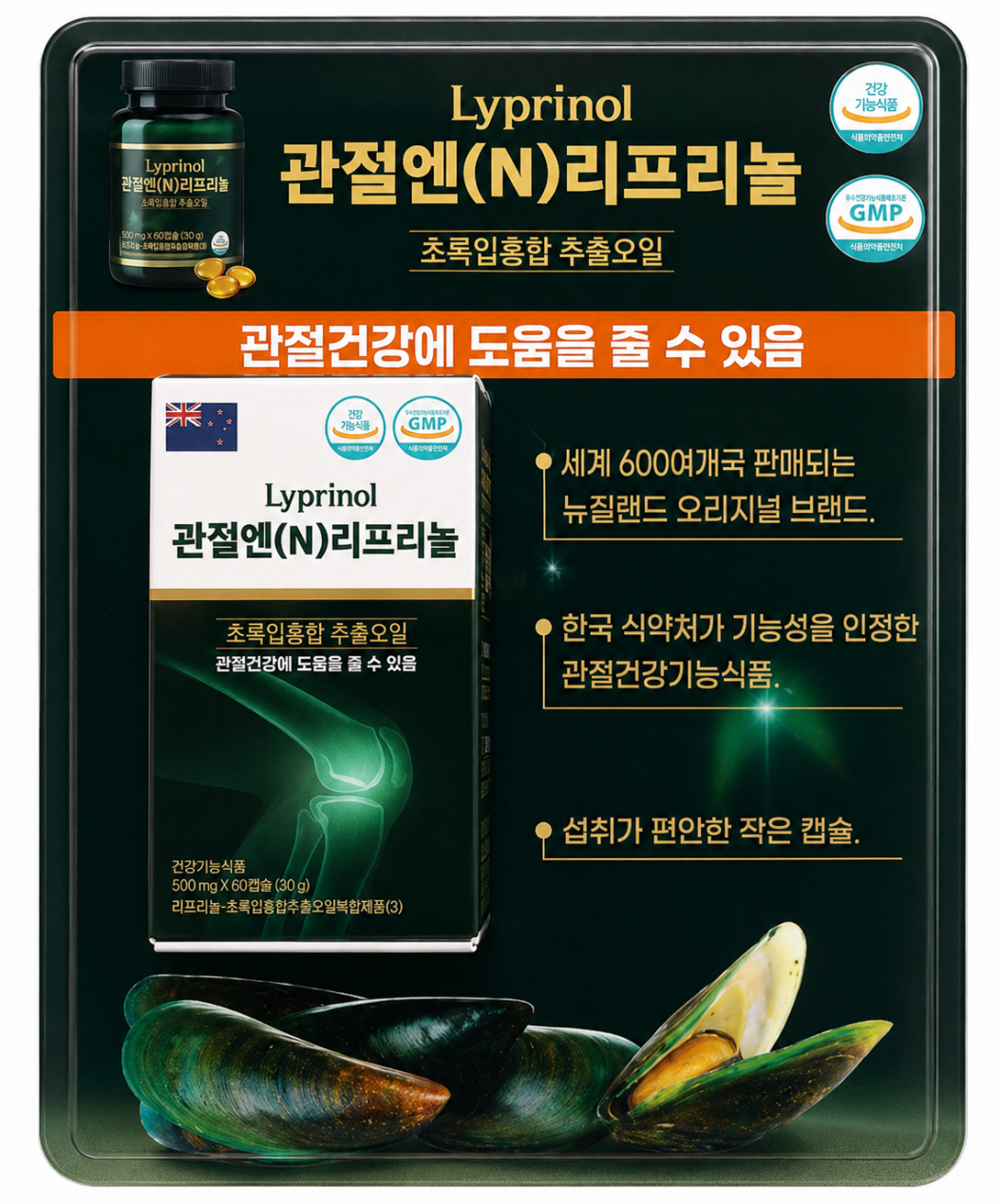 관절엔(N) 리프리놀 초록입홍합 추출오일 160g 100캡슐