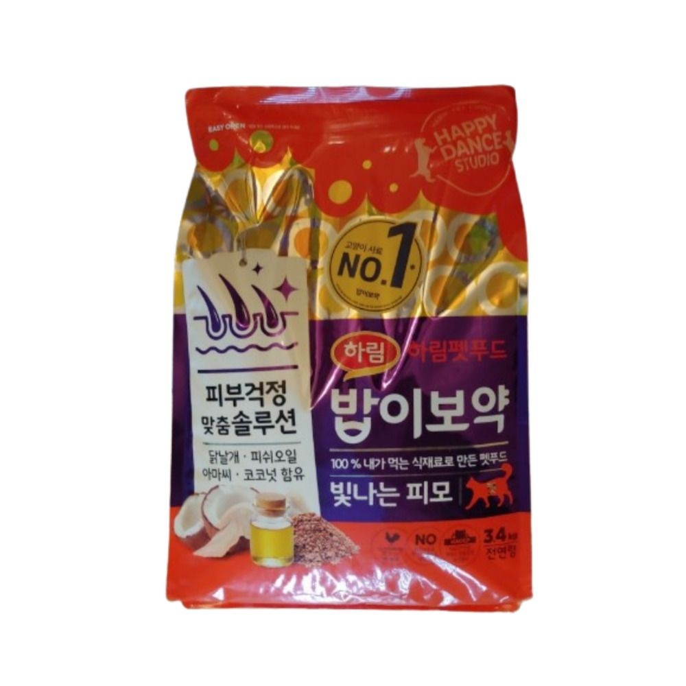 하림펫푸드 밥이보약 고양이사료 빛나는 피모 3.4kg, 1포